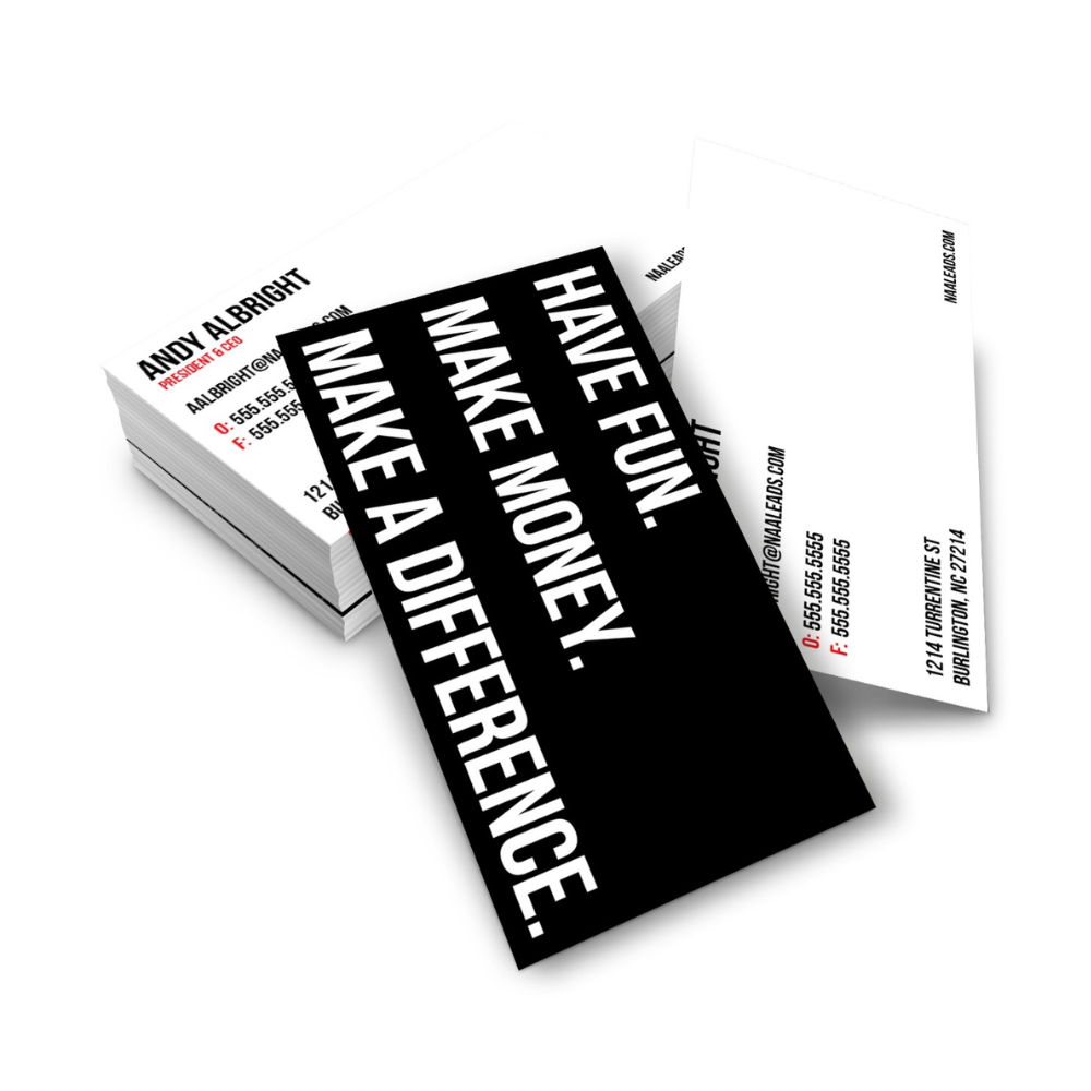 Slogan White on Black Business Cards