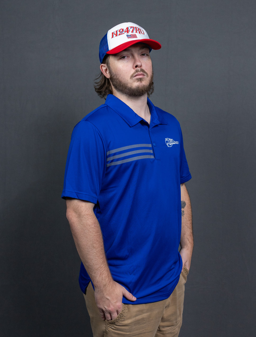 Men's Adidas Blue Stripe Polo