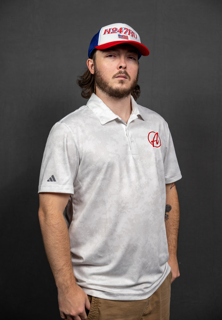 Men's Adidas White Camo Polo