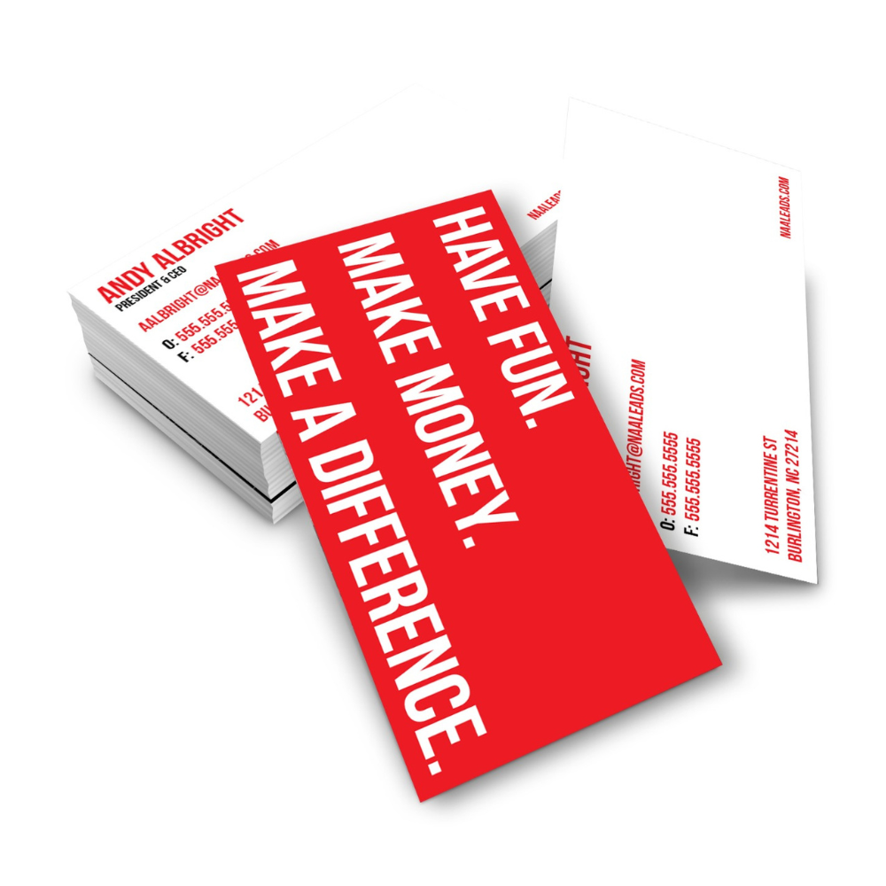 Slogan White on Red Business Cards