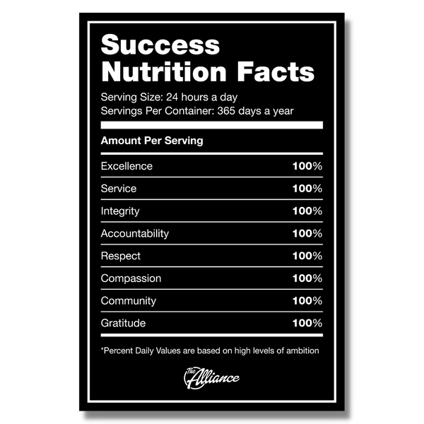 Success Nutrition Facts Poster - The Alliance Store